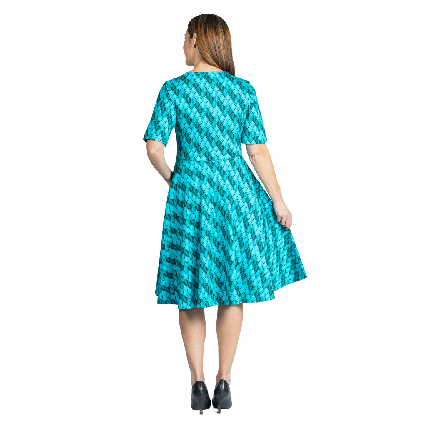 Teal Dragon Scales Twirl Dress