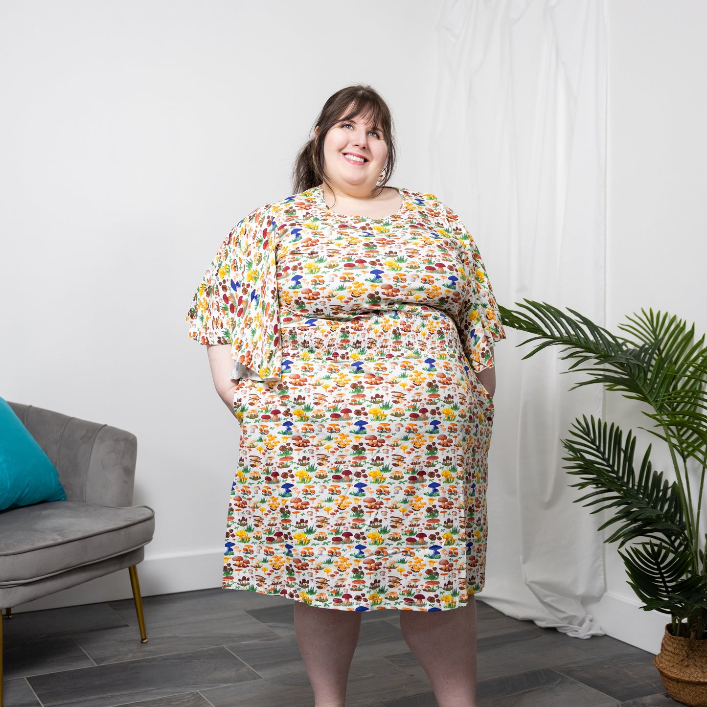 Mushrooms Smocked Waist Dress