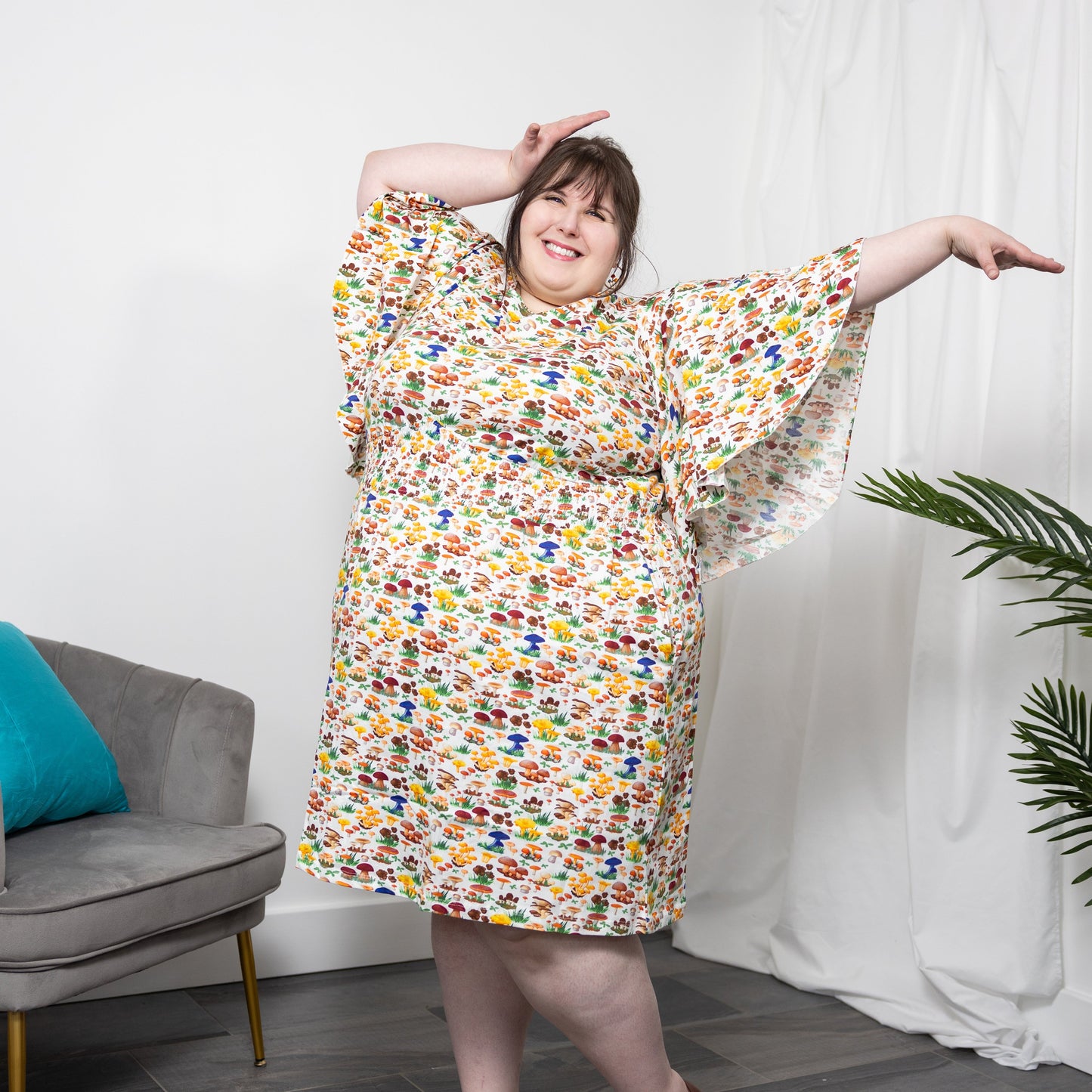 Mushrooms Smocked Waist Dress