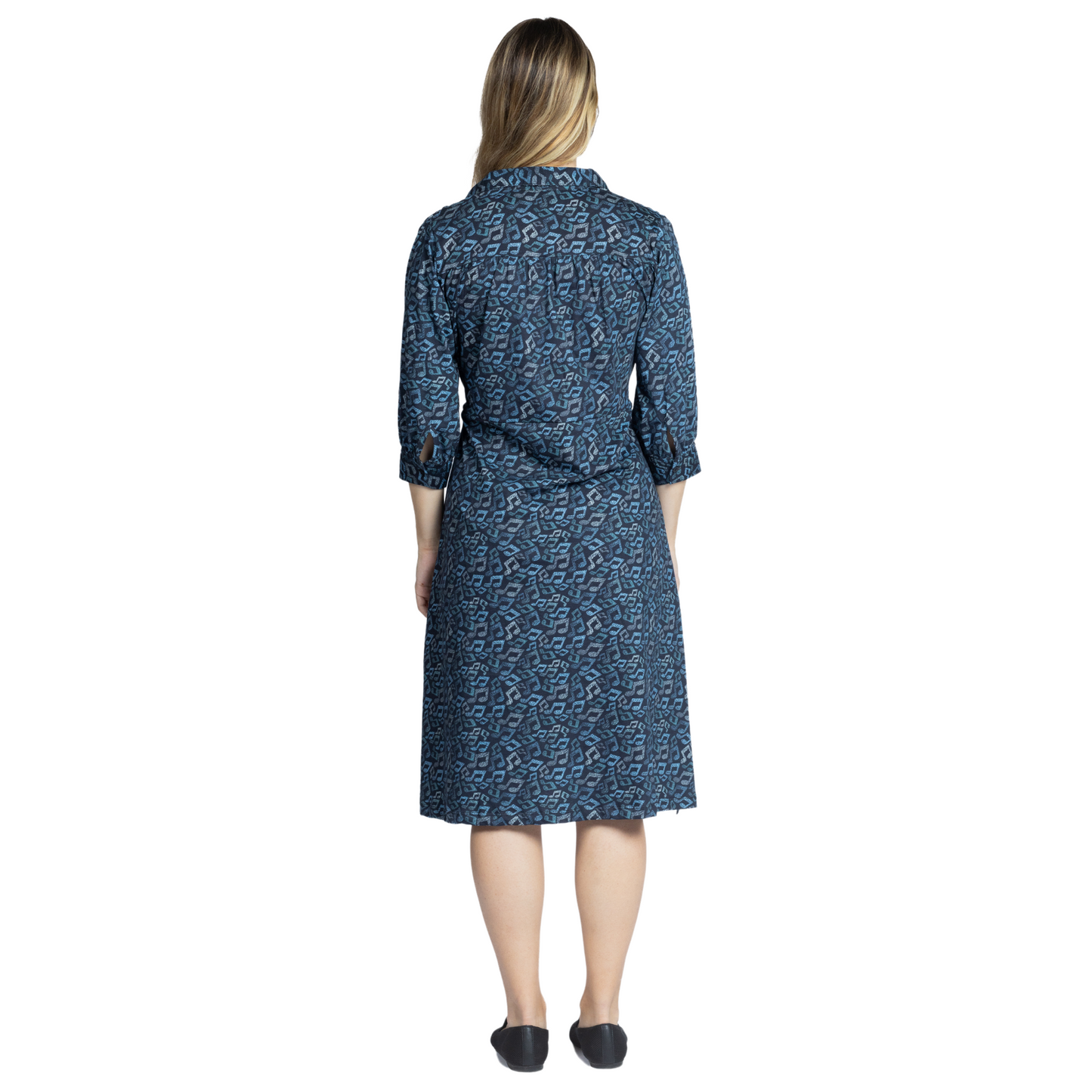 Musical Notes 3/4th Sleeves Drawstring Dress