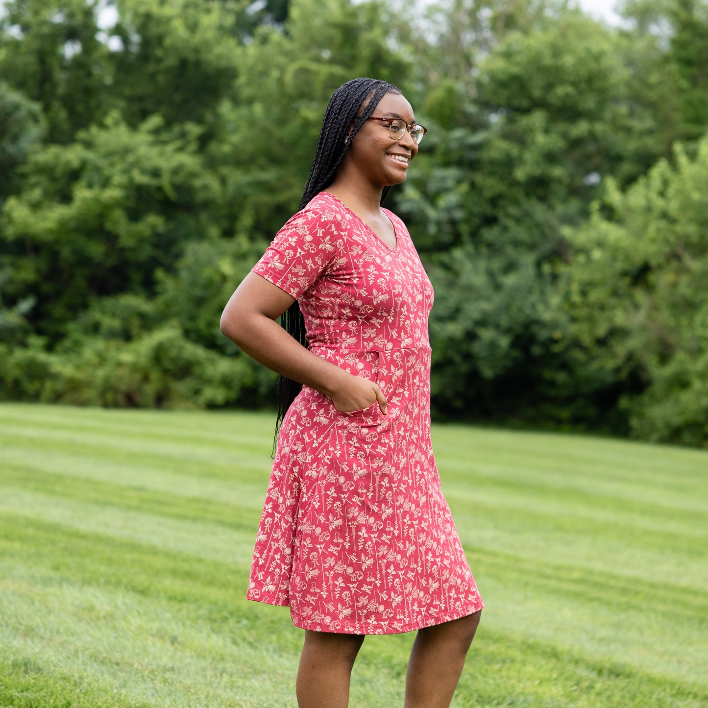 Nazca Lines A-Line Dress (With Waist Seam)