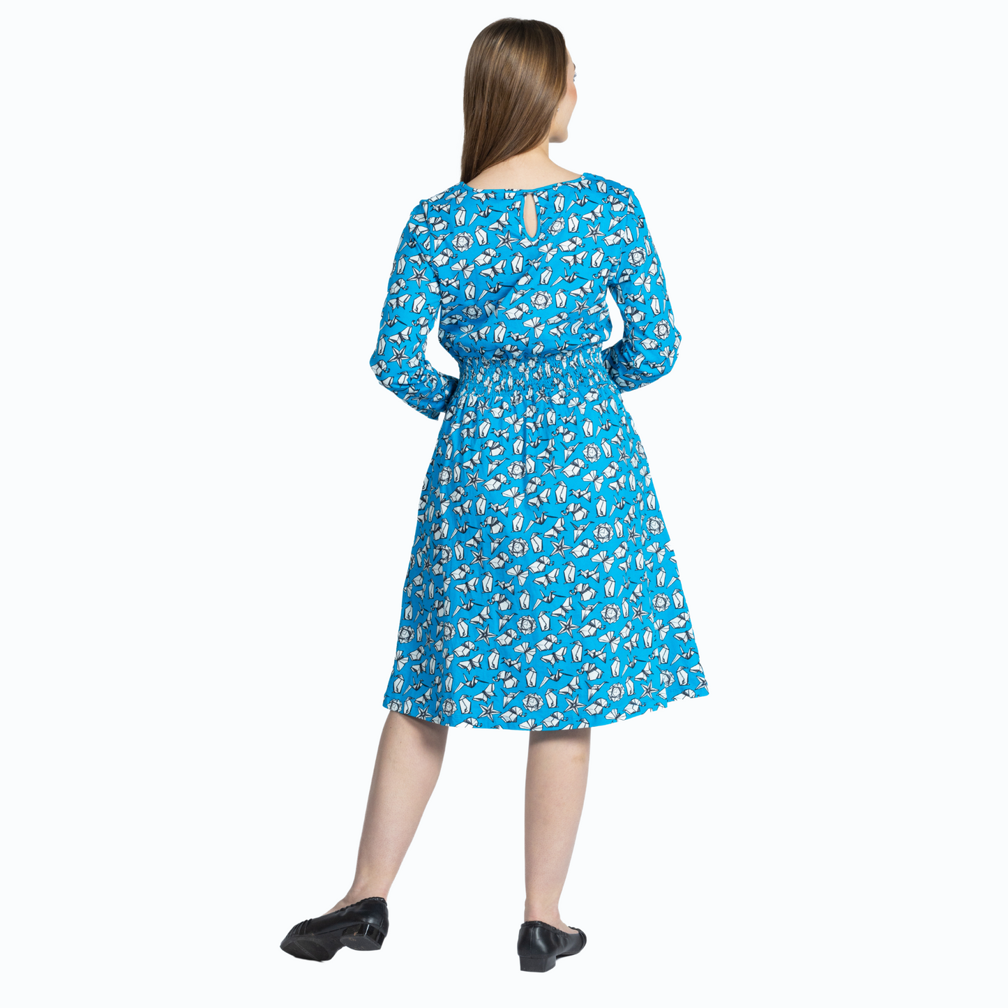 Origami Art Smocked Waist Dress