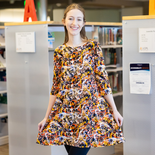 Abstract Convergence Art 3/4th Sleeves Long Tunic