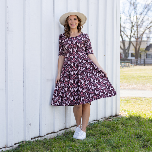 Dragons Damask Ruby Twirl Dress