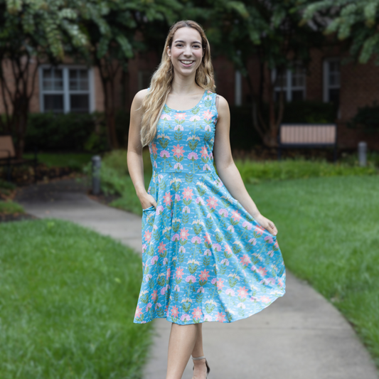 Parts Of A Flower Sleeveless Twirl Dress