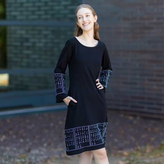 Braille Bell-Sleeve A-Line Dress (No Waist Seam)