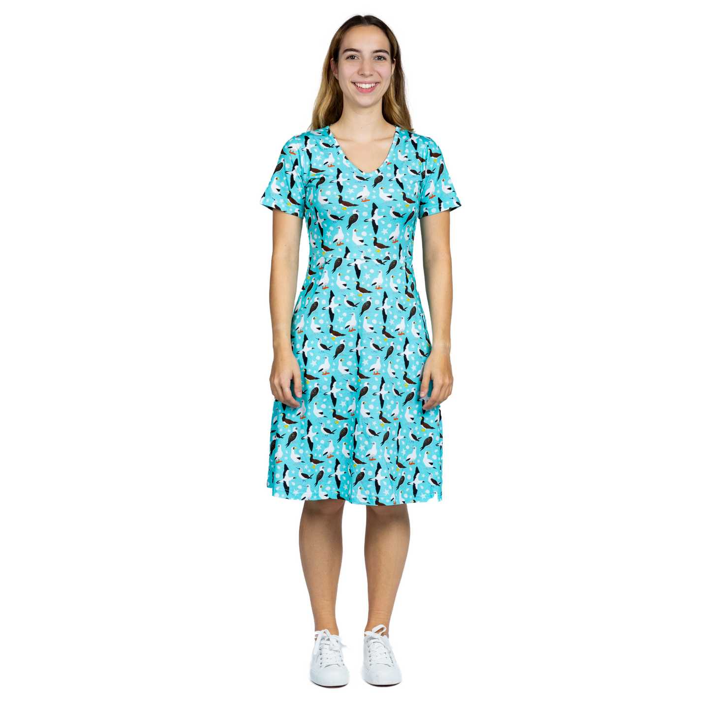 Booby Birds A-Line Dress (With Waist Seam)