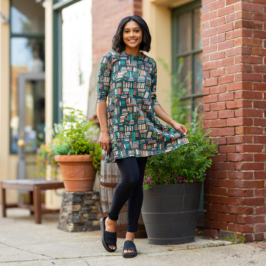 Botanical Library 3/4th Sleeves Long Tunic
