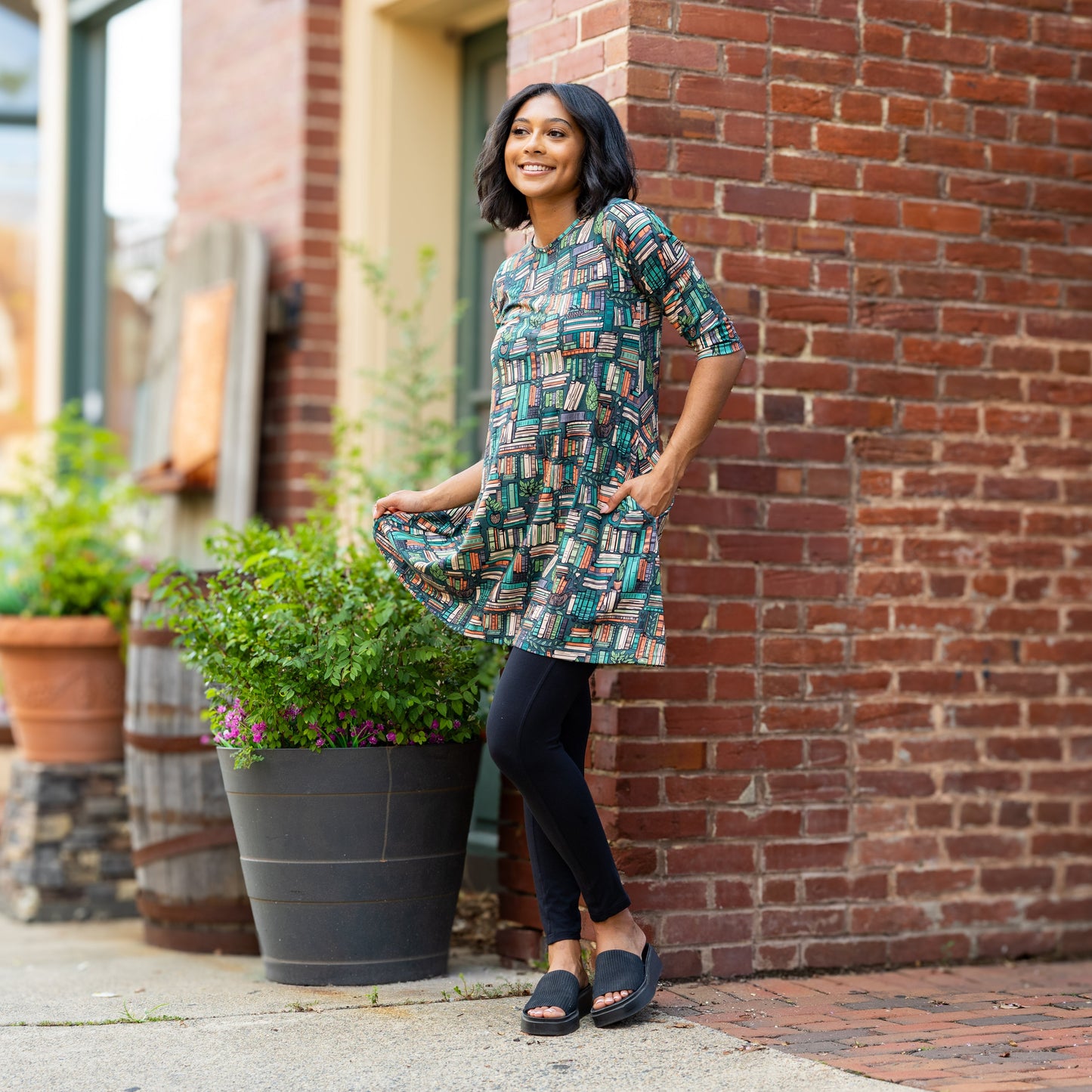 Botanical Library 3/4th Sleeves Long Tunic