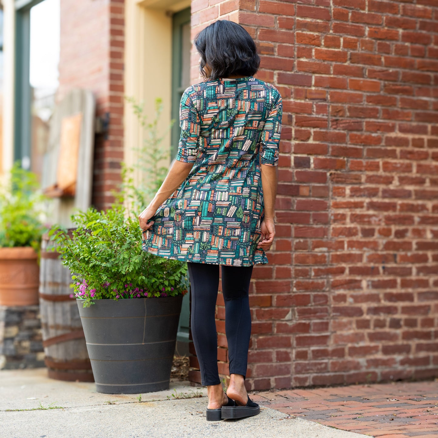 Botanical Library 3/4th Sleeves Long Tunic