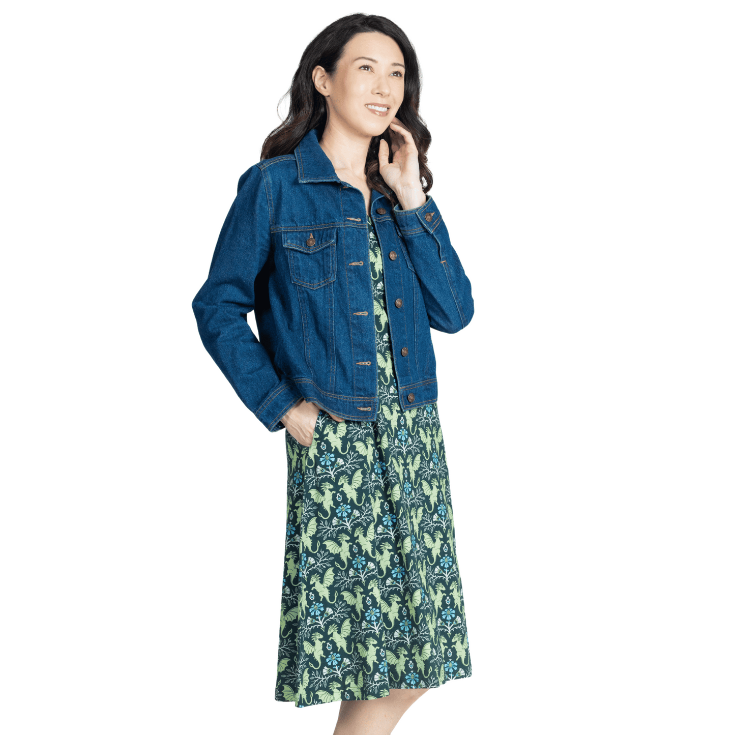 Dragons Damask A-Line Dress (No Waist Seam)