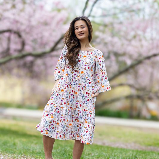 Wildflowers Flutter Sleeve Frill Dress