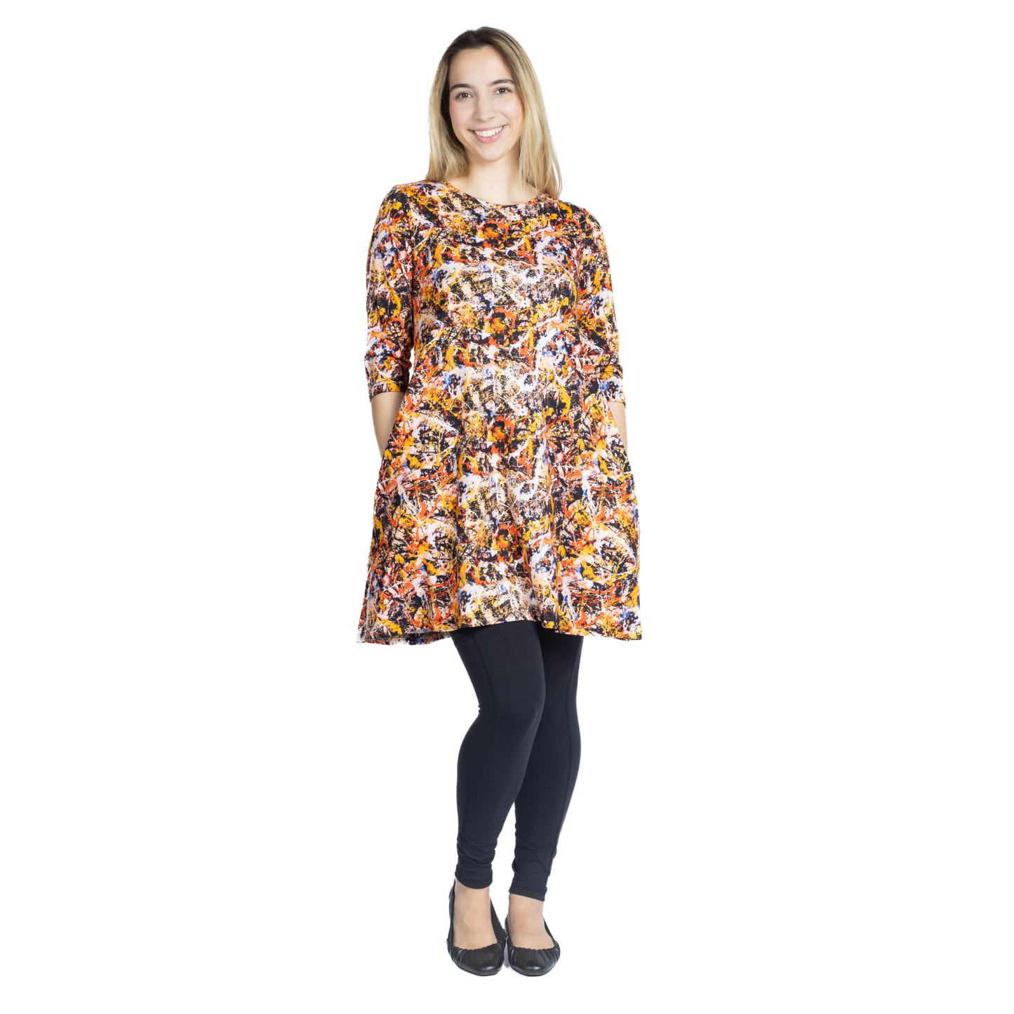 Abstract Convergence Art 3/4th Sleeves Long Tunic