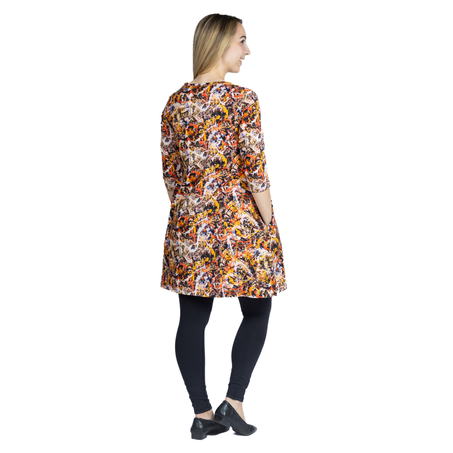 Abstract Convergence Art 3/4th Sleeves Long Tunic