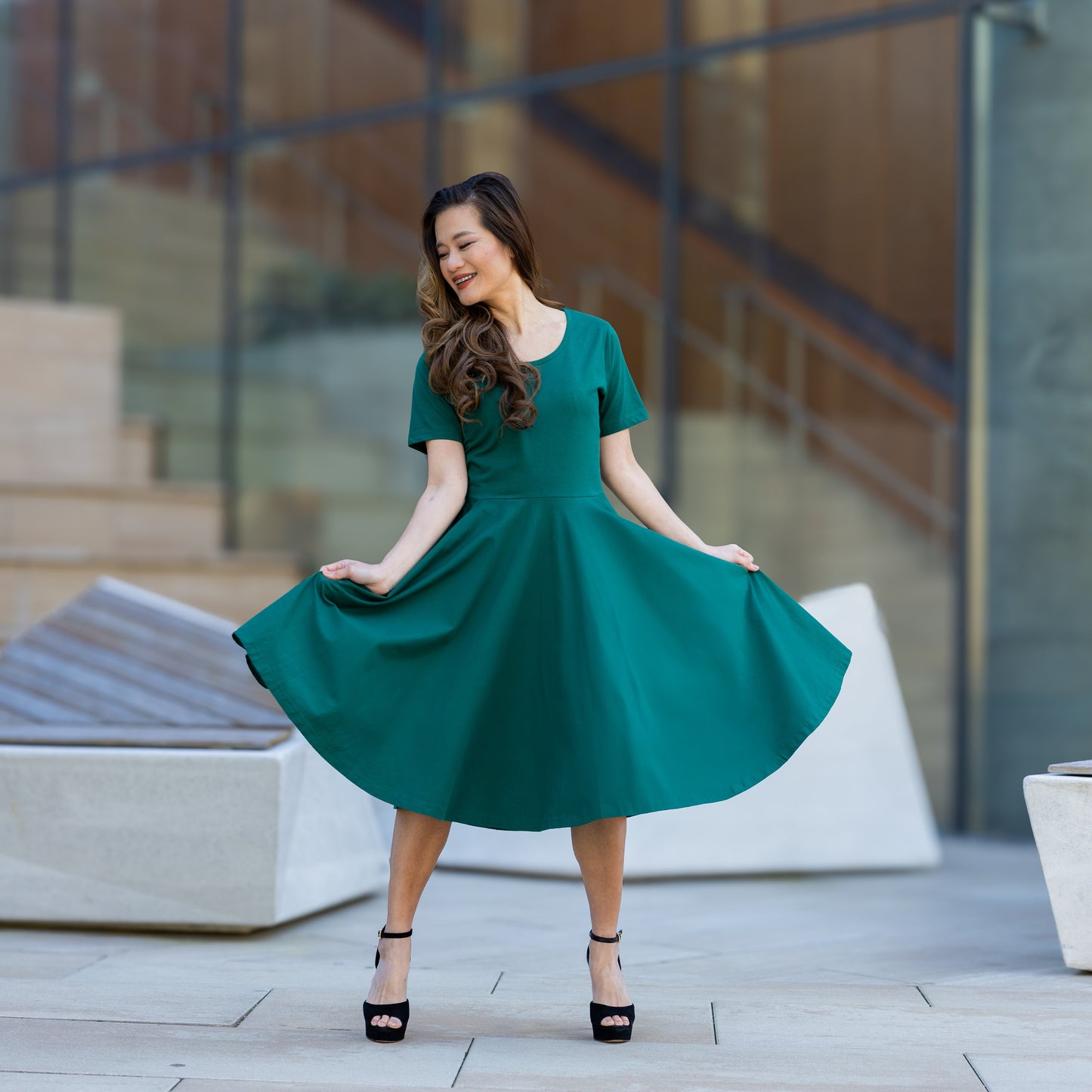 Rainforest Green Full Twirl Dress