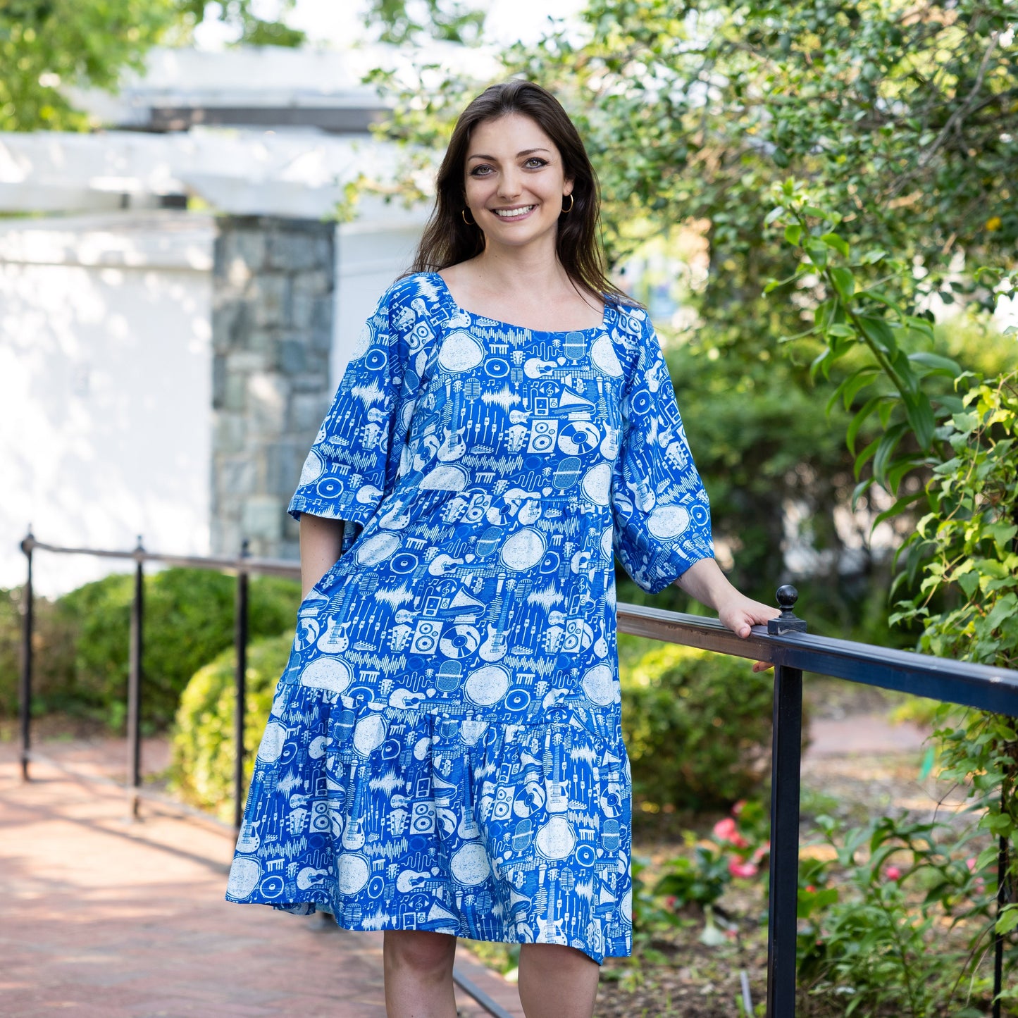 Retro Music Flutter Sleeve Frill Dress