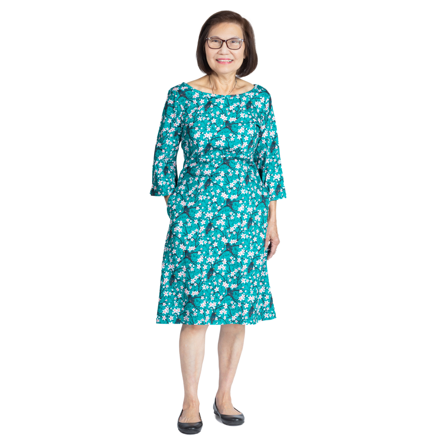 Sakura Starlings Bell Sleeve A-Line Dress
