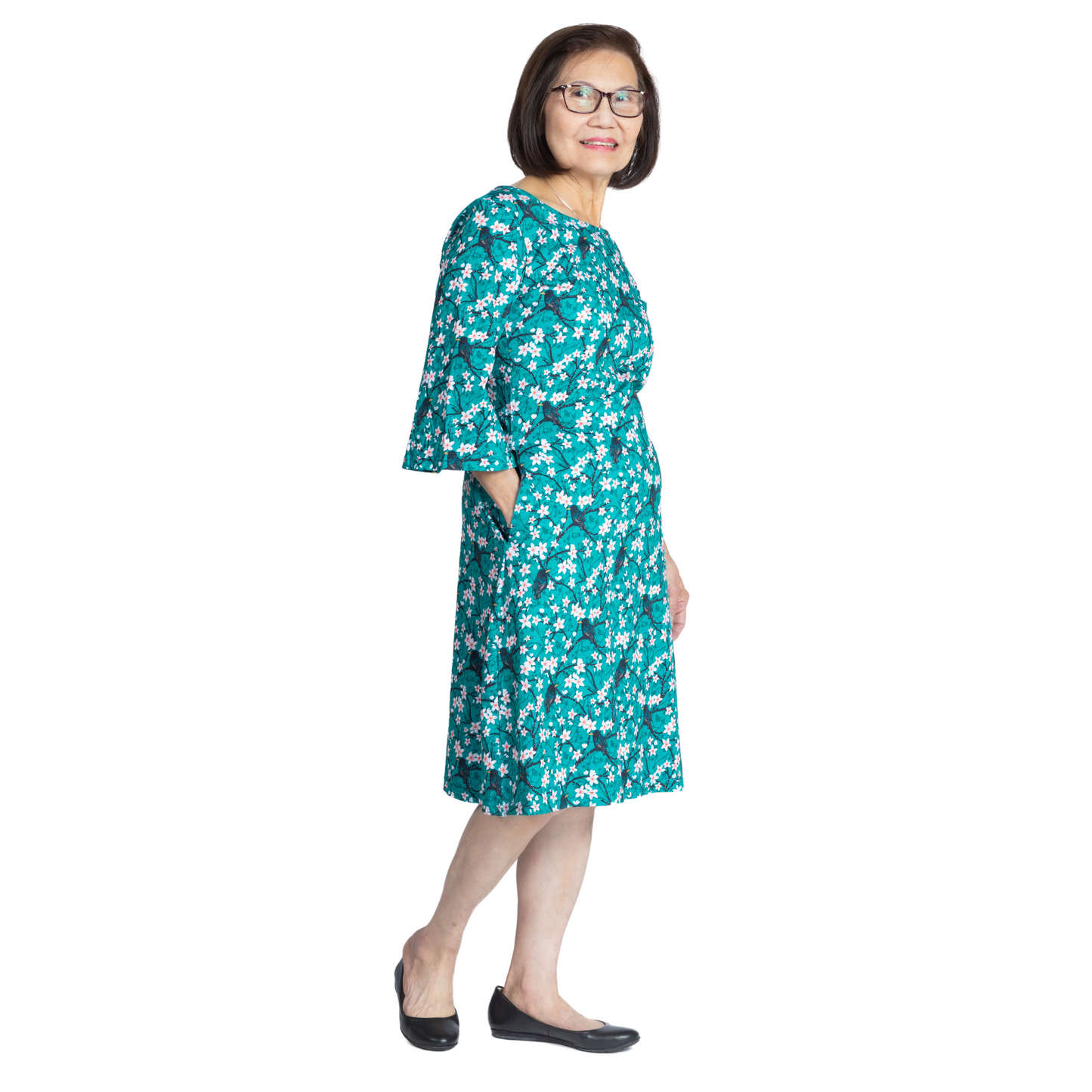 Sakura Starlings Bell Sleeve A-Line Dress