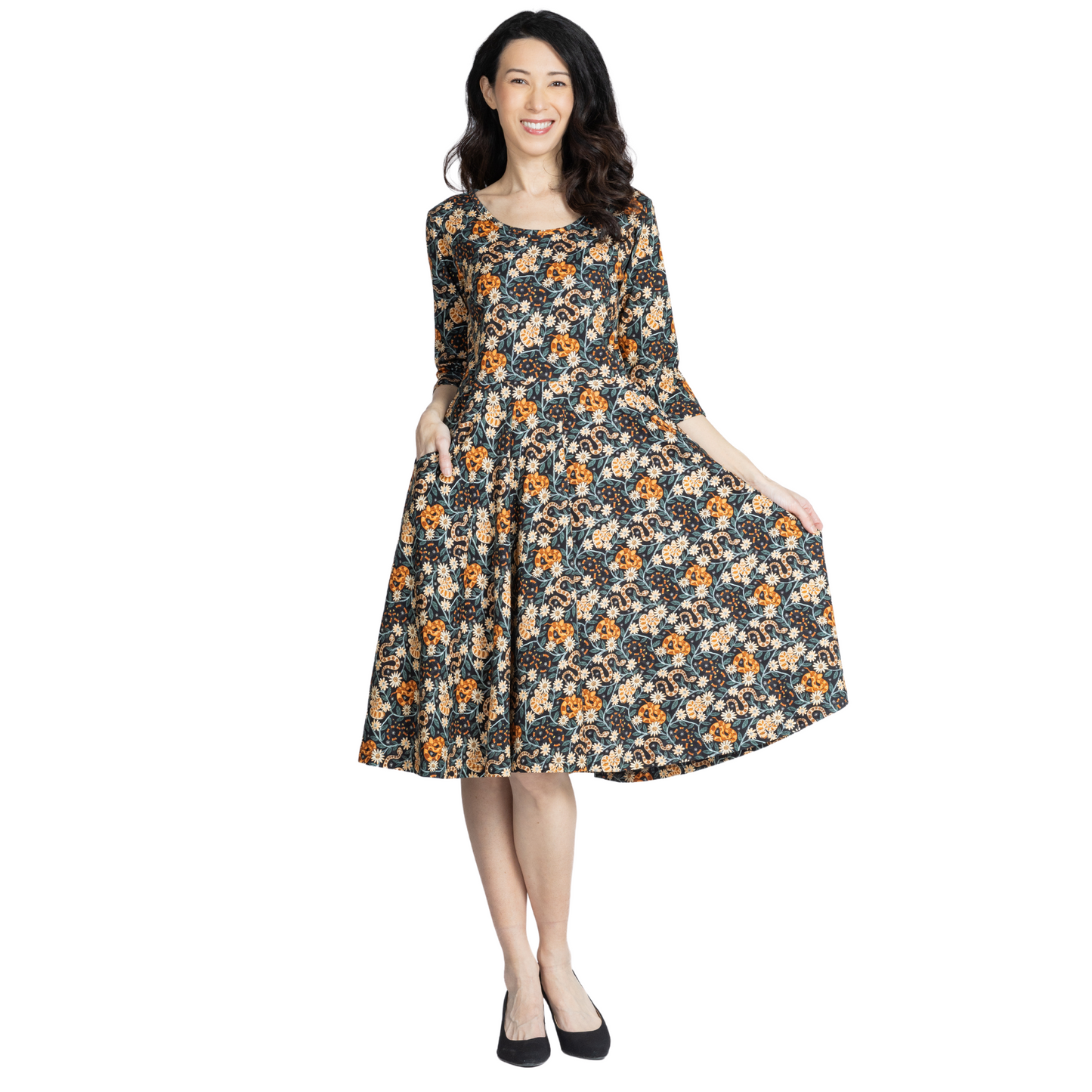 Slither & Bloom 3/4th Sleeve Twirl Dress